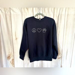 NWOT - Peace Love Pawprint Premium Sweatshirt